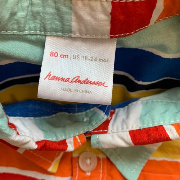 Hanna Andersson striped short sleeve button up shirt - Picture 3 of 9